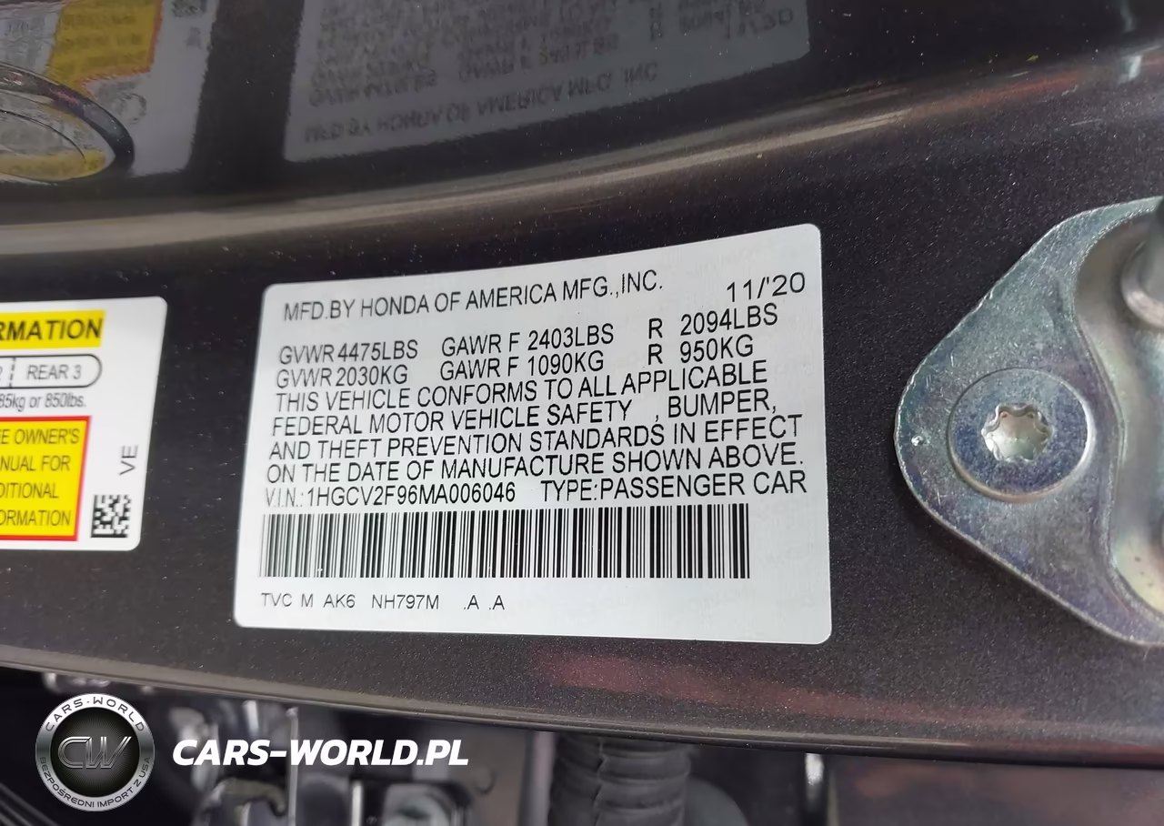2021 Honda Accord Touring VIN:1HGCV2F96MA006046 - 9