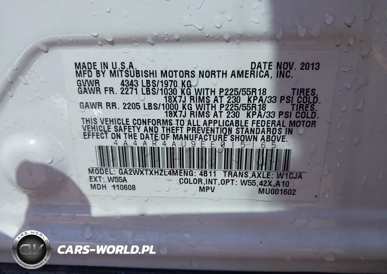 2014 Mitsubishi Outlander Sport Se VIN:4A4AR4AU9EE015165 - 9
