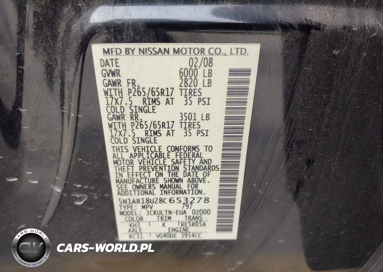 2008 Nissan Pathfinder Se VIN:5N1AR18U28C653278 - 9