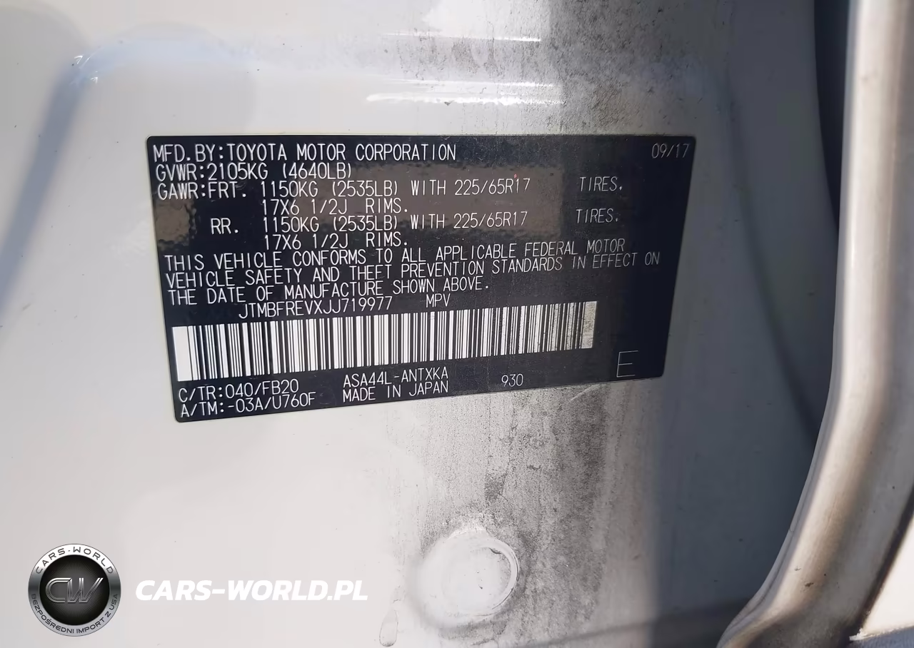 2018 Toyota Rav4 Le VIN:JTMBFREVXJJ719977 - 9