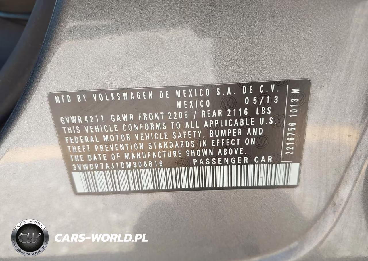 2013 Volkswagen Jetta 2.5L Se VIN:3VWDP7AJ1DM306816 - 9