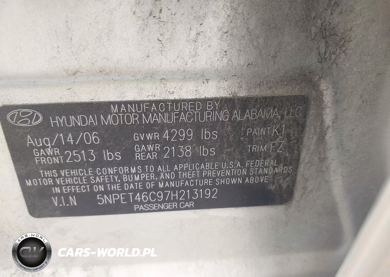 2007 Hyundai Sonata Gls VIN:5NPET46C97H213192 - 9