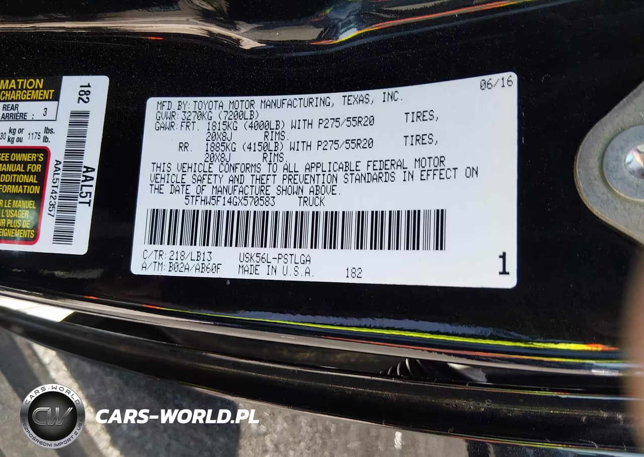 2016 Toyota Tundra Limited 5.7L V8 VIN:5TFHW5F14GX570583 - 9