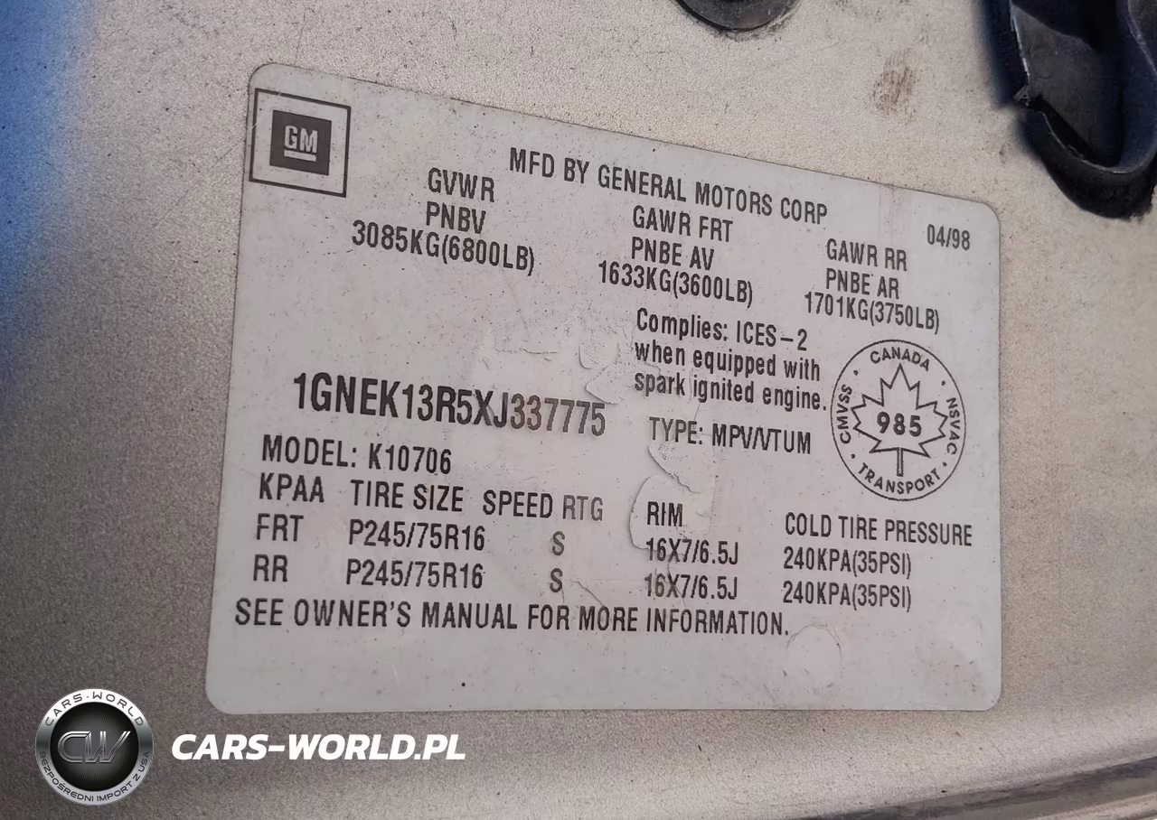1999 Chevrolet Tahoe Ls VIN:1GNEK13R5XJ337775 - 9