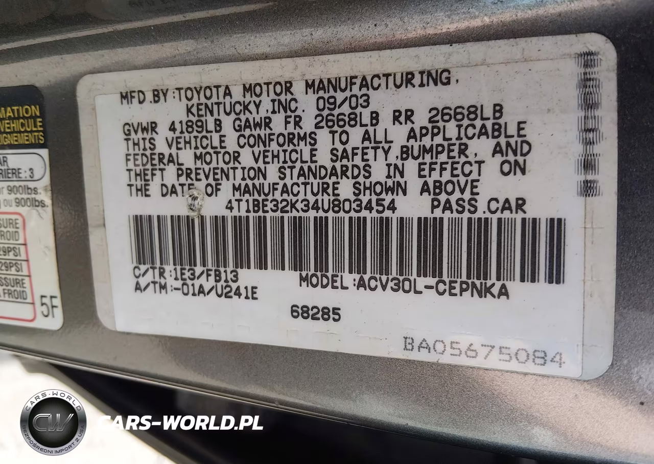 2004 Toyota Camry Le VIN:4T1BE32K34U803454 - 9