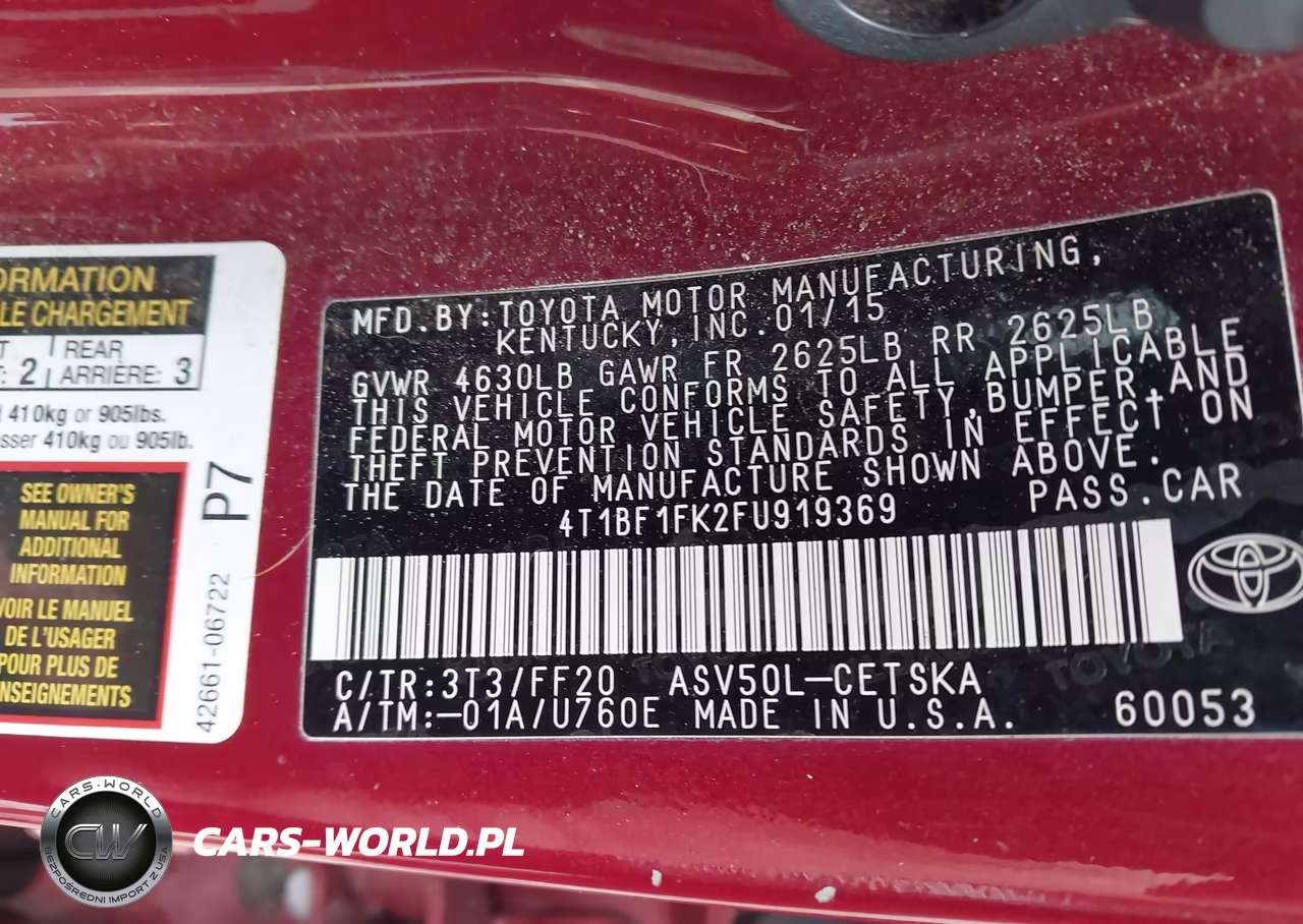 2015 Toyota Camry Se VIN:4T1BF1FK2FU919369 - 9