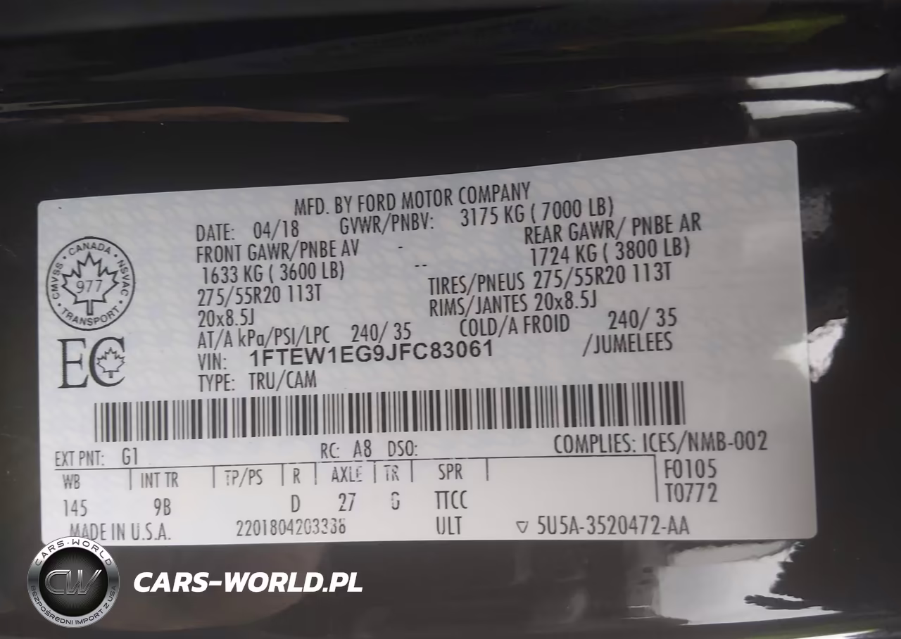 2018 Ford F-150 Platinum VIN:1FTEW1EG9JFC83061 - 9