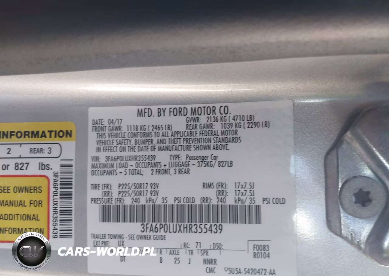2017 Ford Fusion Hybrid Se VIN:3FA6P0LUXHR355439 - 9