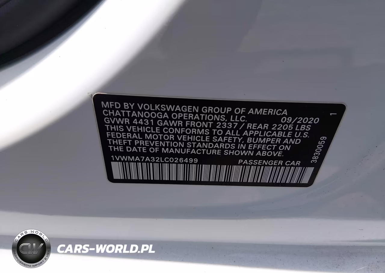 2020 Volkswagen Passat 2.0T R-Line VIN:1VWMA7A32LC026499 - 9