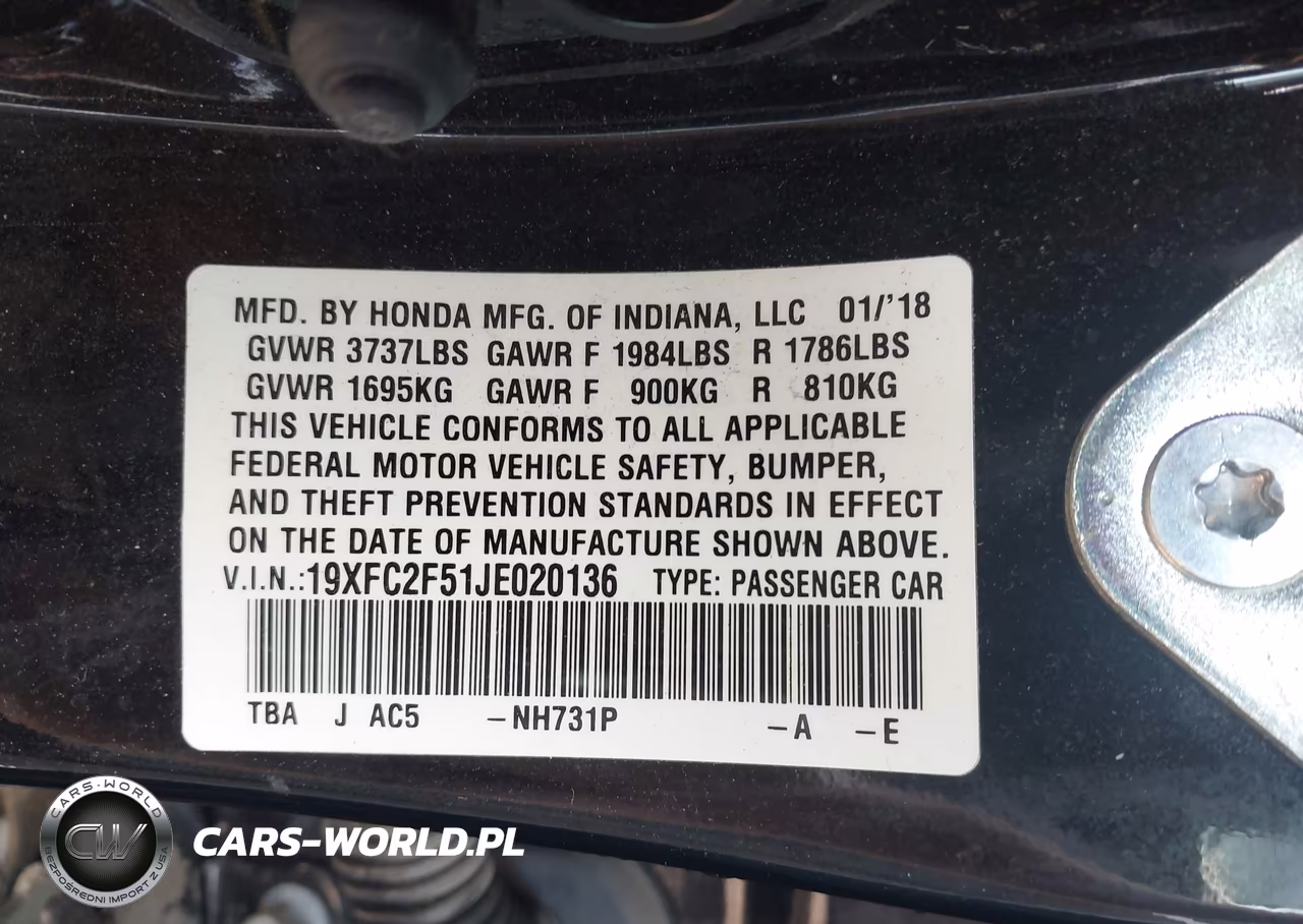 2018 Honda Civic Lx VIN:19XFC2F51JE020136 - 9