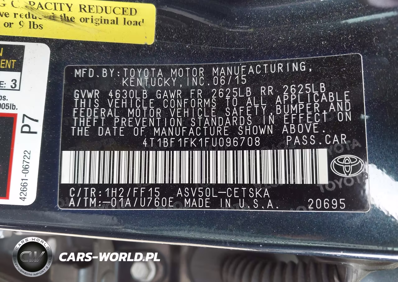 2015 Toyota Camry Se VIN:4T1BF1FK1FU096708 - 9