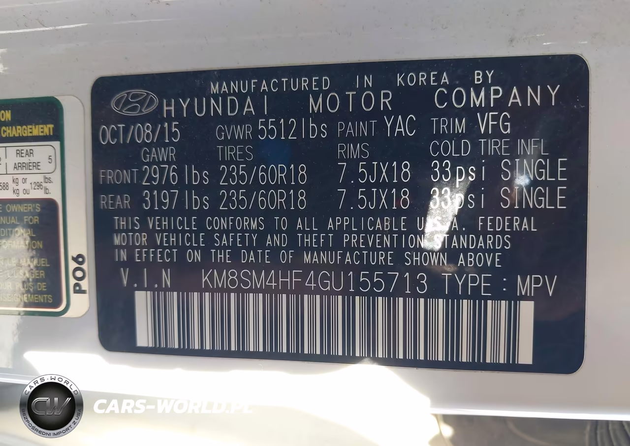 2016 Hyundai Santa Fe Se VIN:KM8SM4HF4GU155713 - 9