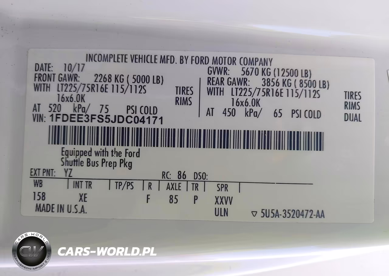 2018 Ford E-350 Cutaway VIN:1FDEE3FS5JDC04171 - 8