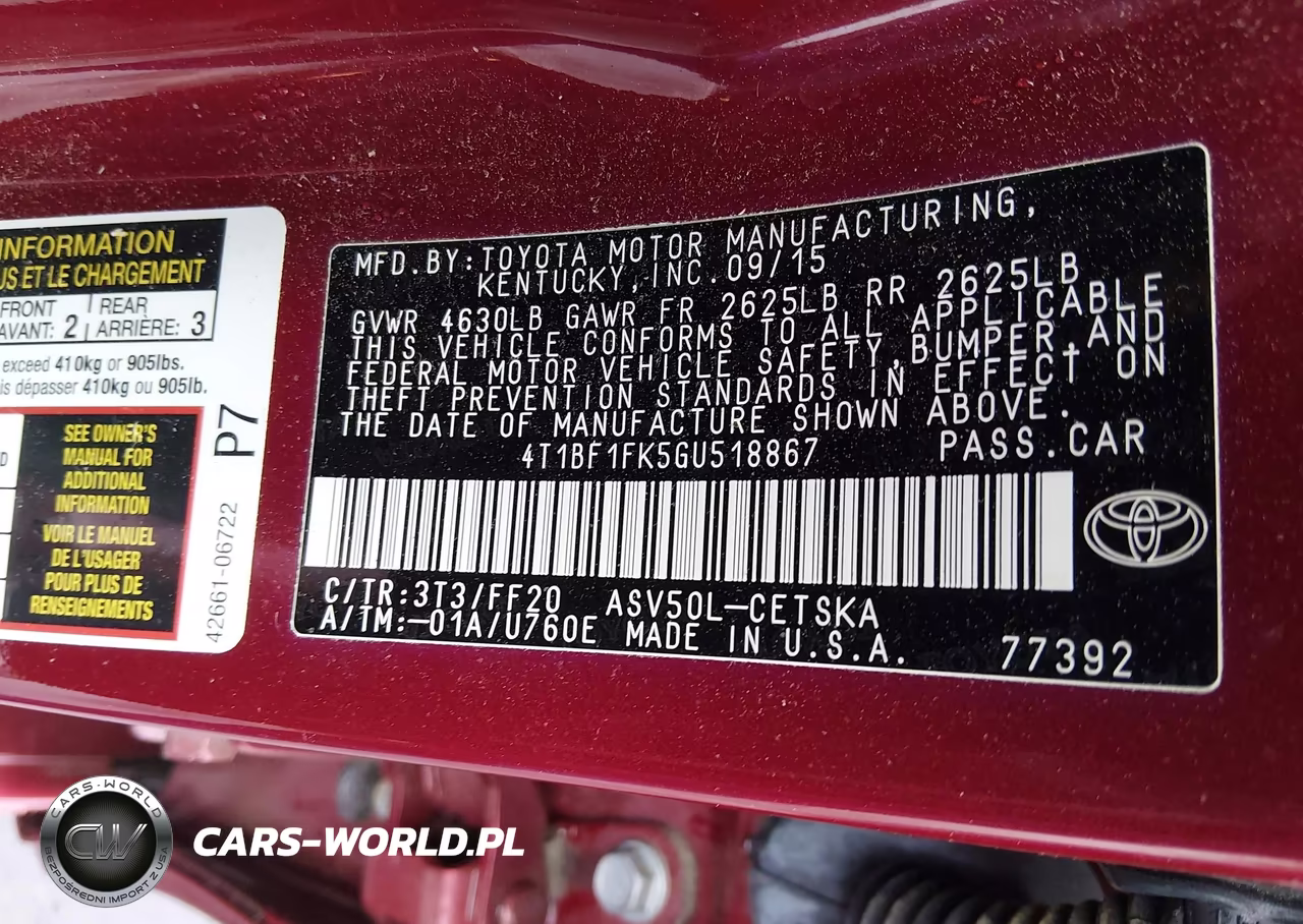 2016 Toyota Camry Se VIN:4T1BF1FK5GU518867 - 9