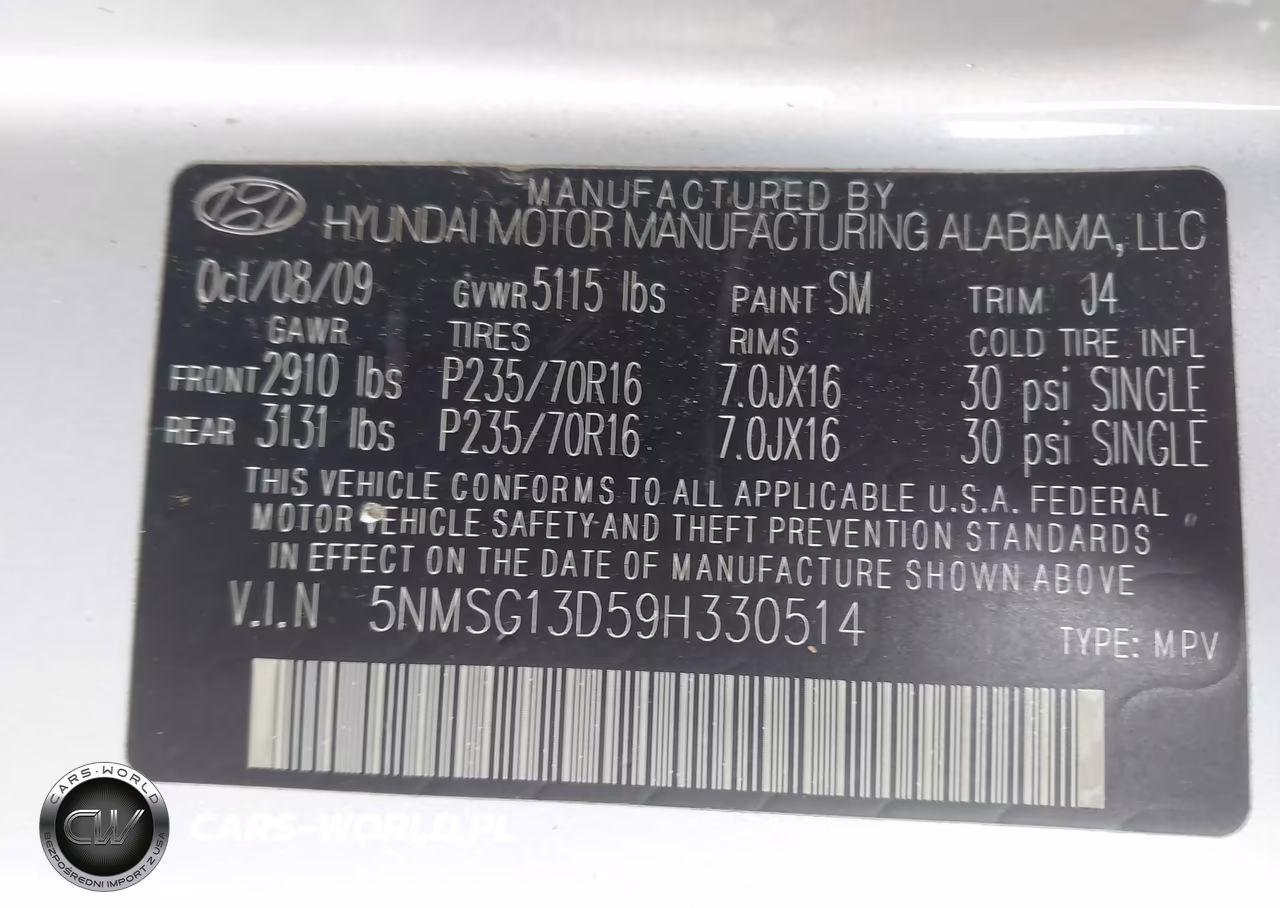2009 Hyundai Santa Fe Gls VIN:5NMSG13D59H330514 - 9