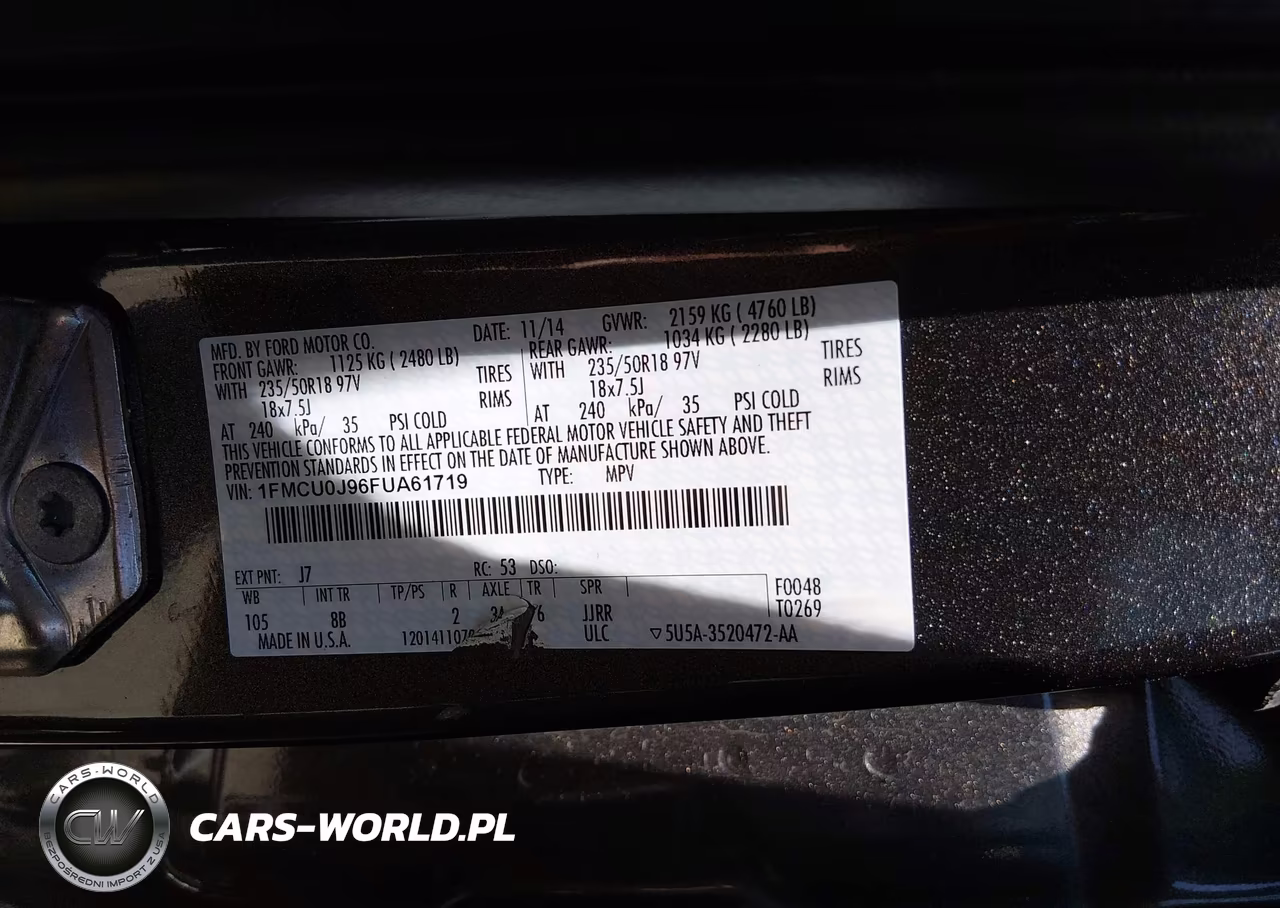 2015 Ford Escape Titanium VIN:1FMCU0J96FUA61719 - 9