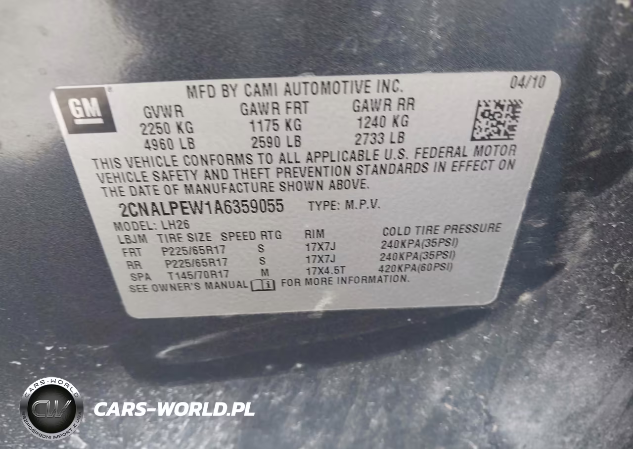 2010 Chevrolet Equinox Lt VIN:2CNALPEW1A6359055 - 9