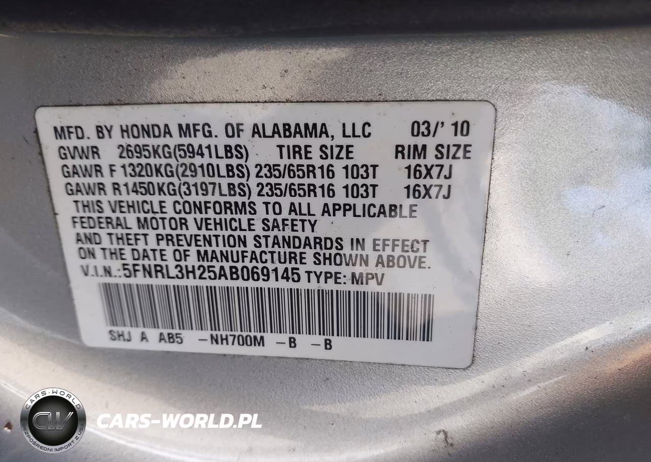 2010 Honda Odyssey Lx VIN:5FNRL3H25AB069145 - 9
