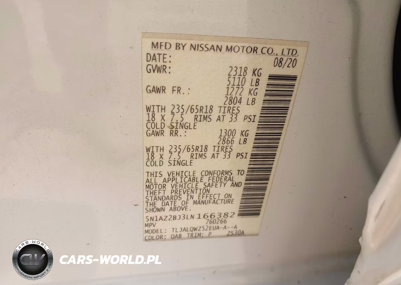 2020 Nissan Murano Sv Fwd VIN:5N1AZ2BJ3LN166382 - 9