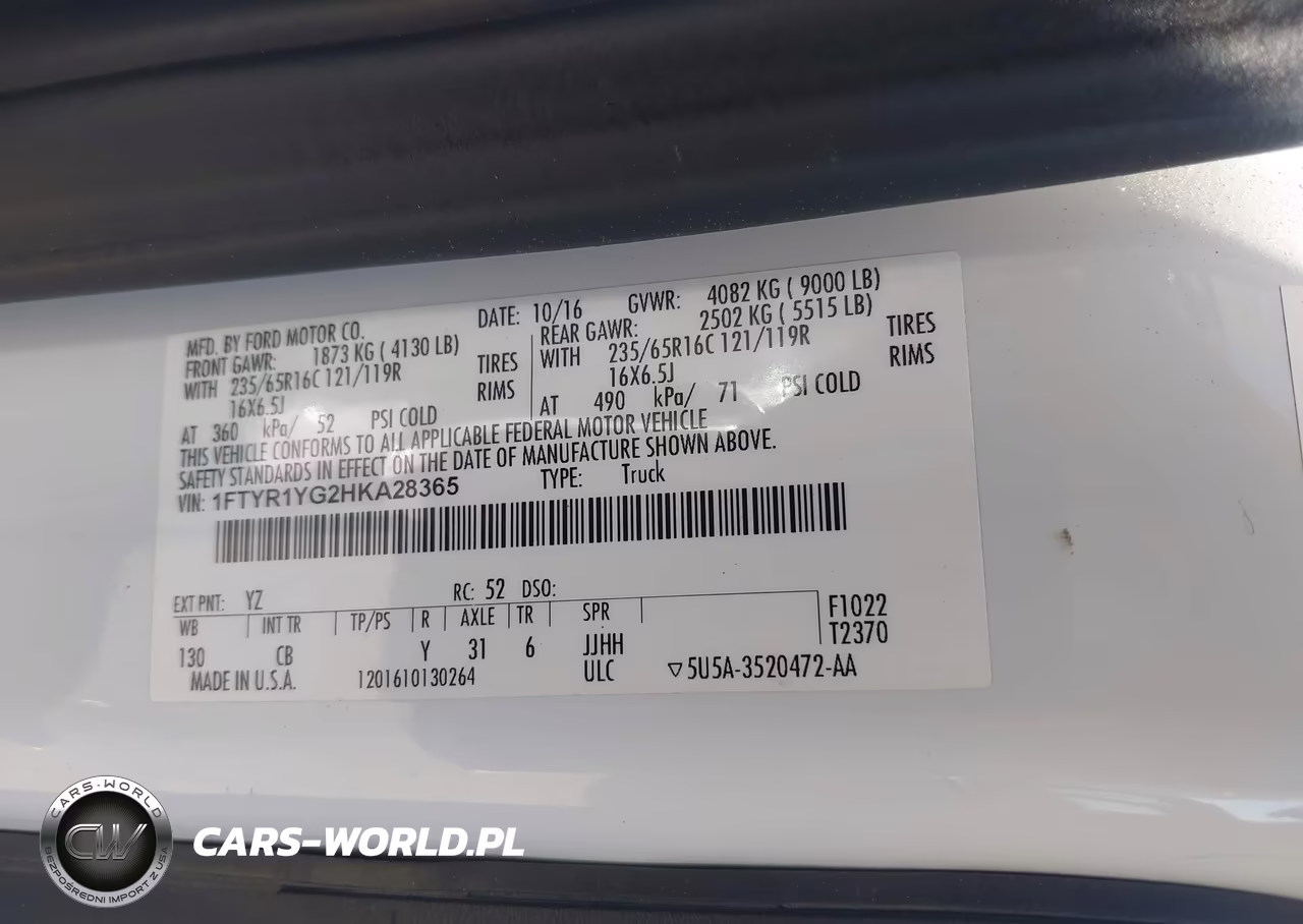 2017 Ford Transit-250 VIN:1FTYR1YG2HKA28365 - 9