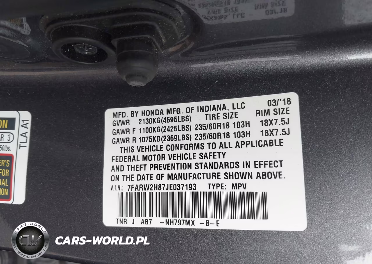 2018 Honda Cr-V VIN:7FARW2H87JE037193 - 9