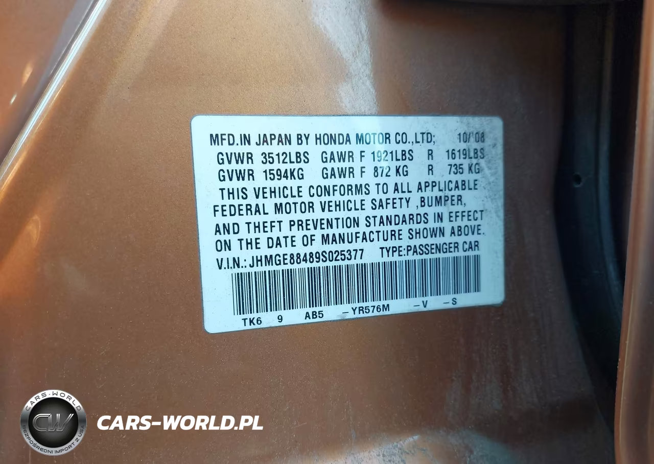 2009 Honda Fit Sport VIN:JHMGE88489S025377 - 9