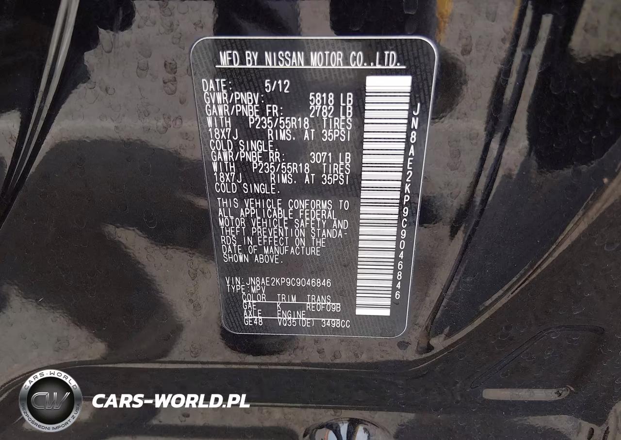 2012 Nissan Quest Sl VIN:JN8AE2KP9C9046846 - 9