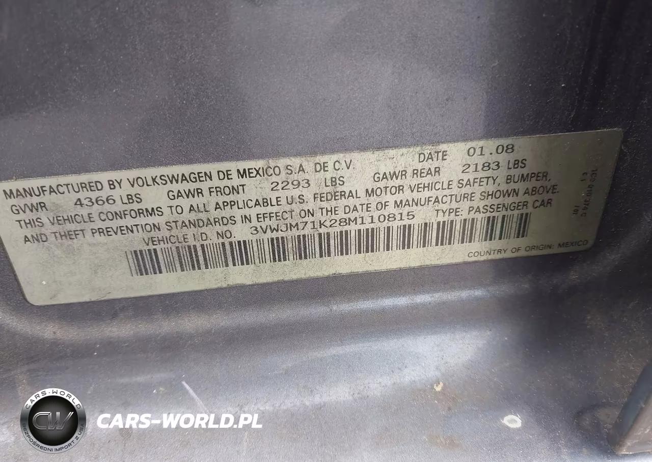 2008 Volkswagen Jetta S VIN:3VWJM71K28M110815 - 9