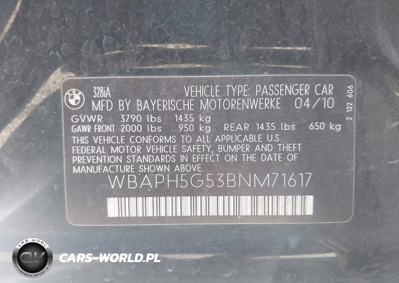 2011 BMW 328I VIN:WBAPH5G53BNM71617 - 9