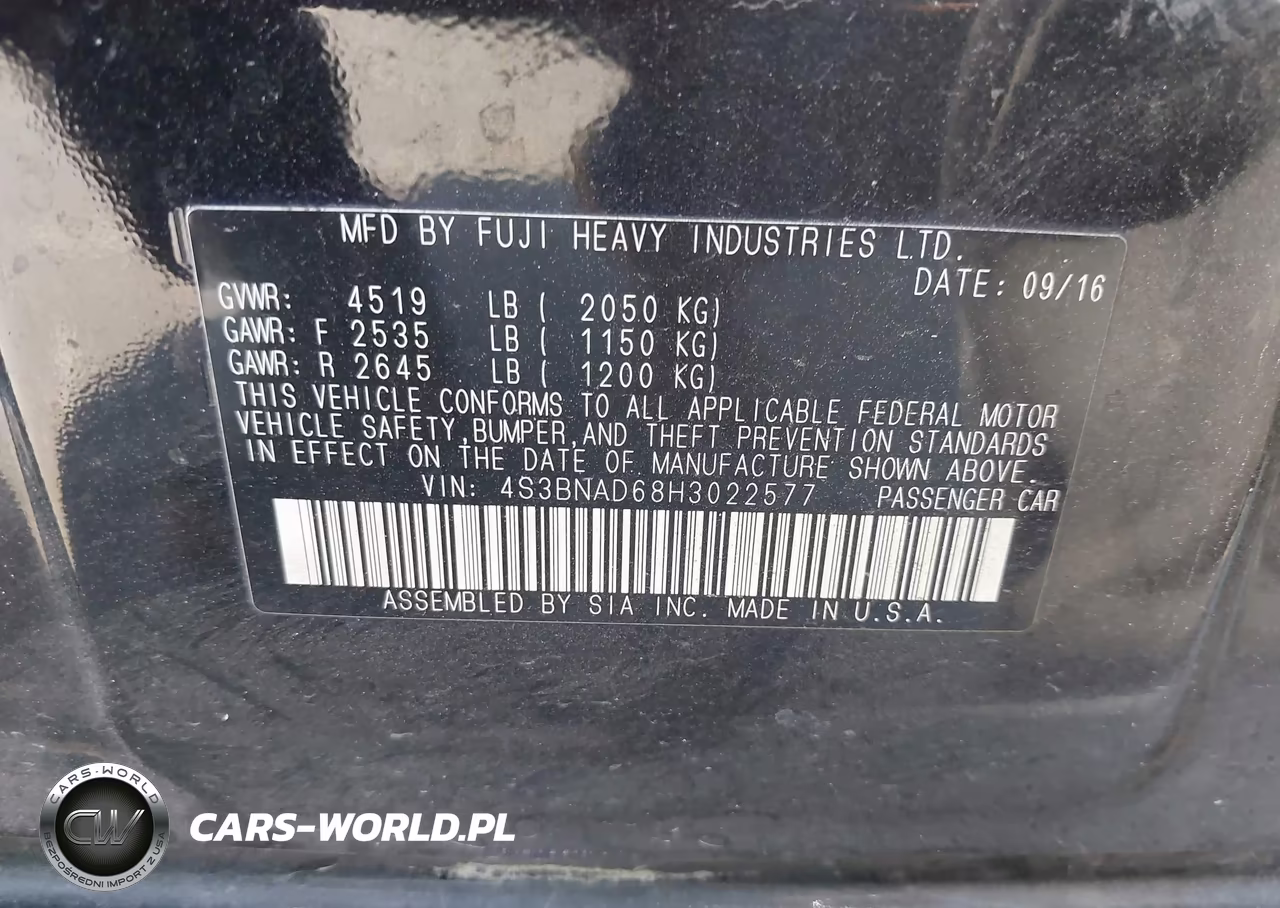 2017 Subaru Legacy 2.5I Premium VIN:4S3BNAD68H3022577 - 9