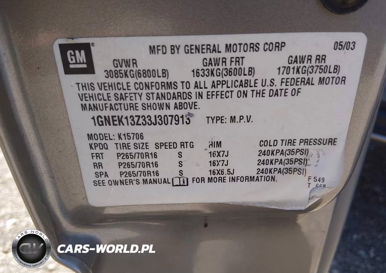 2003 Chevrolet Tahoe Ls VIN:1GNEK13Z33J307913 - 9