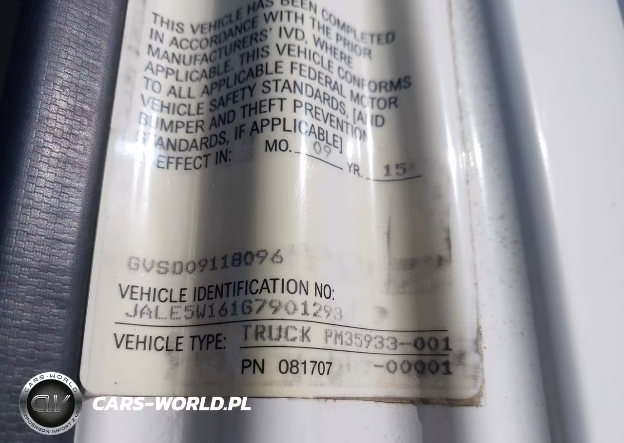 2016 Isuzu Dsl Reg At VIN:JALE5W161G7901293 - 9