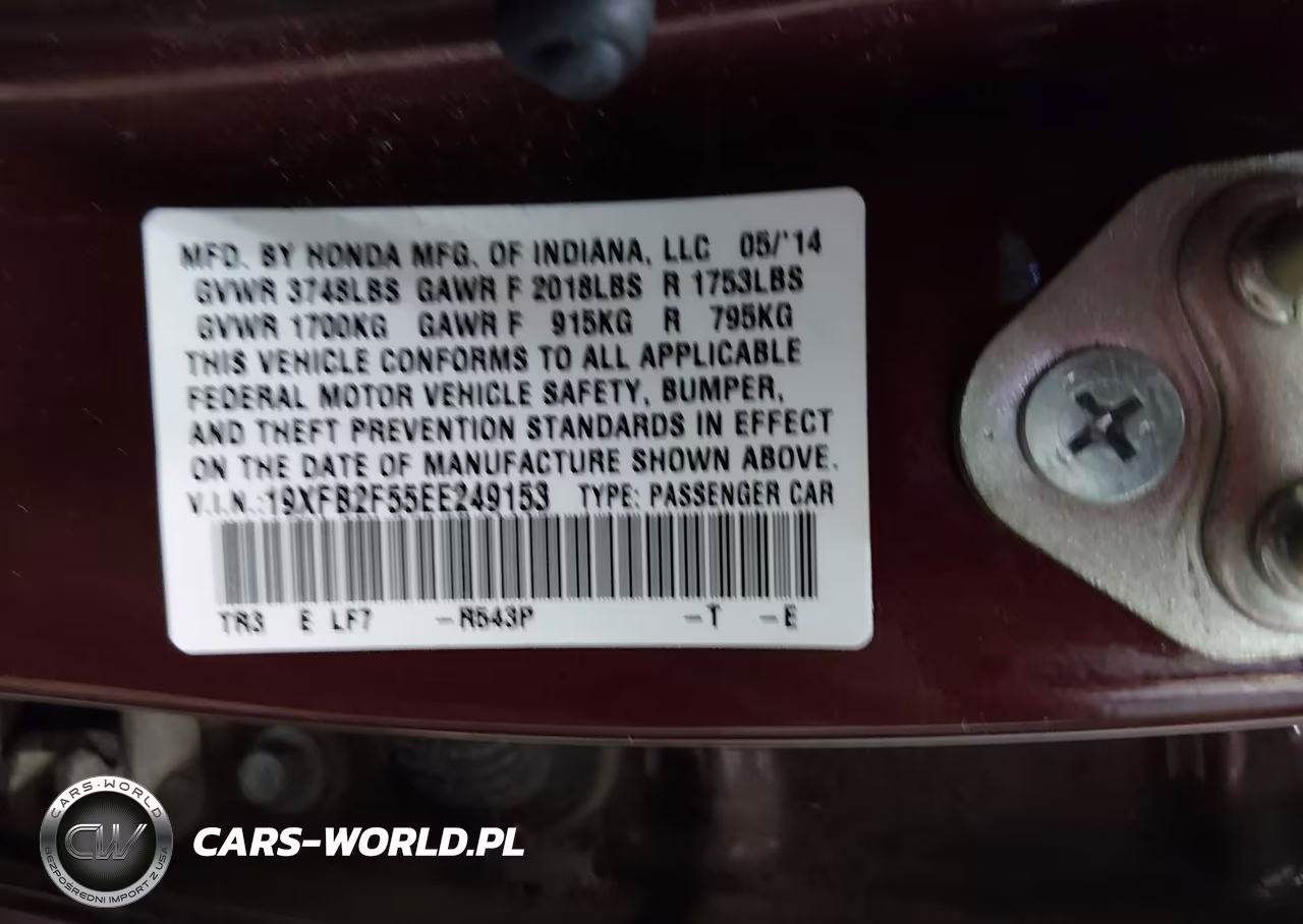 2014 Honda Civic Lx VIN:19XFB2F55EE249153 - 9