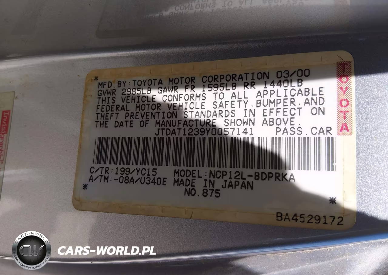 2000 Toyota Echo VIN:JTDAT1239Y0057141 - 9