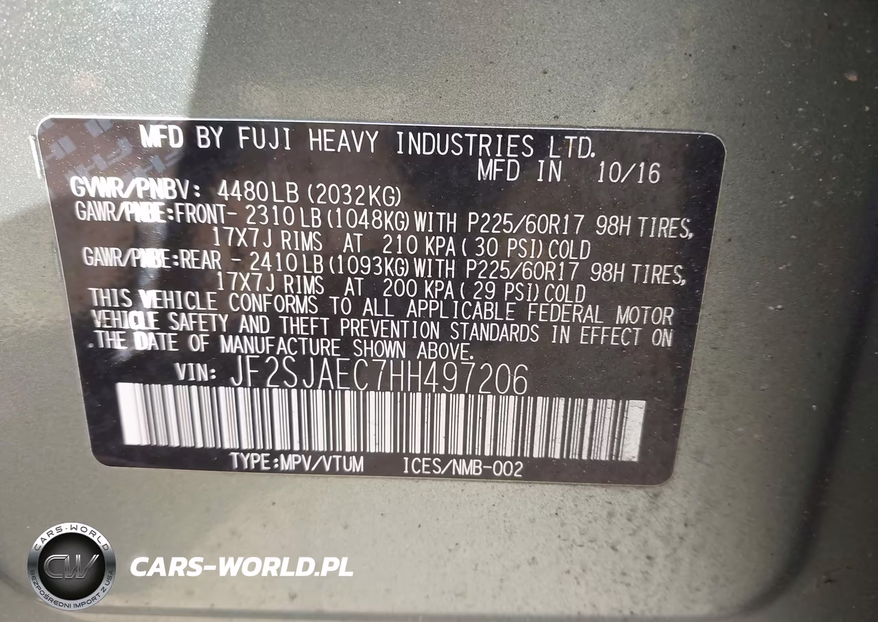 2017 Subaru Forester 2.5I Premium VIN:JF2SJAEC7HH497206 - 9