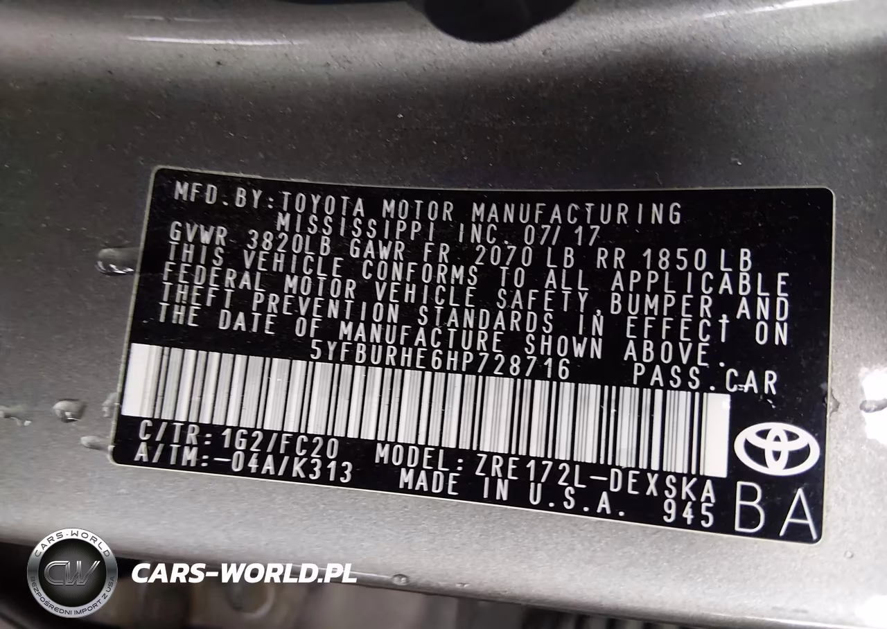 2017 Toyota Corolla Se VIN:5YFBURHE6HP728716 - 9
