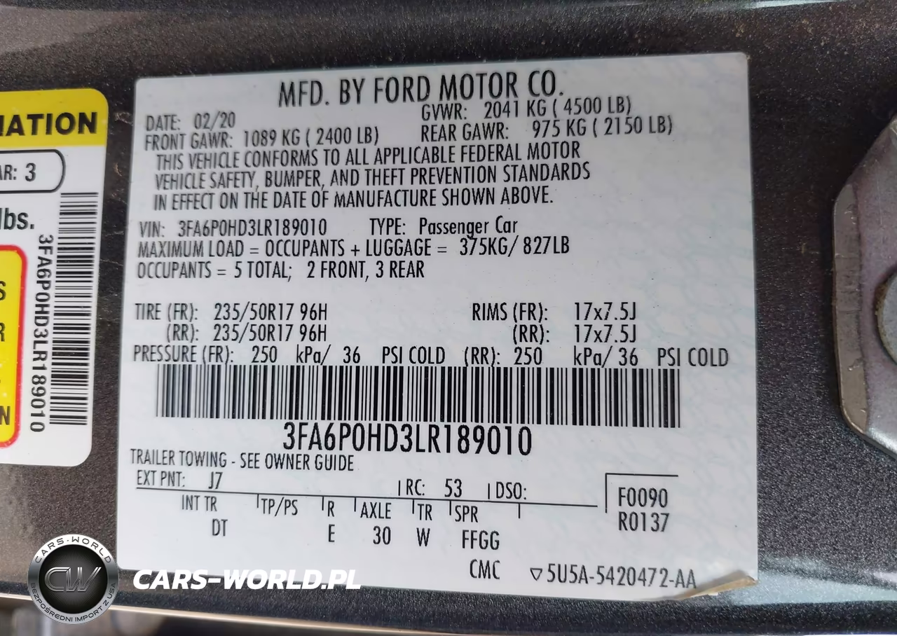 2020 Ford Fusion Se VIN:3FA6P0HD3LR189010 - 9