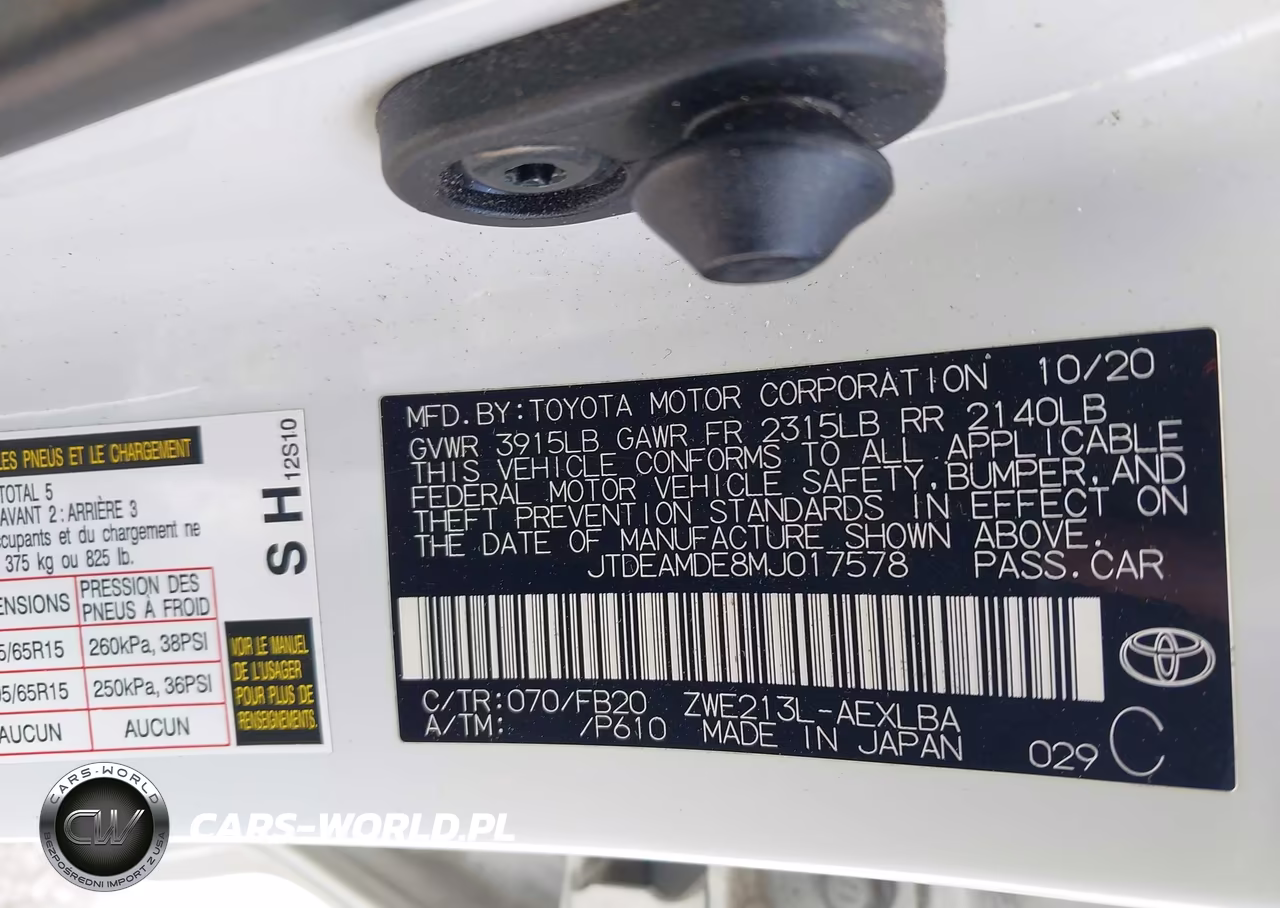 2021 Toyota Corolla Hybrid Le VIN:JTDEAMDE8MJ017578 - 9