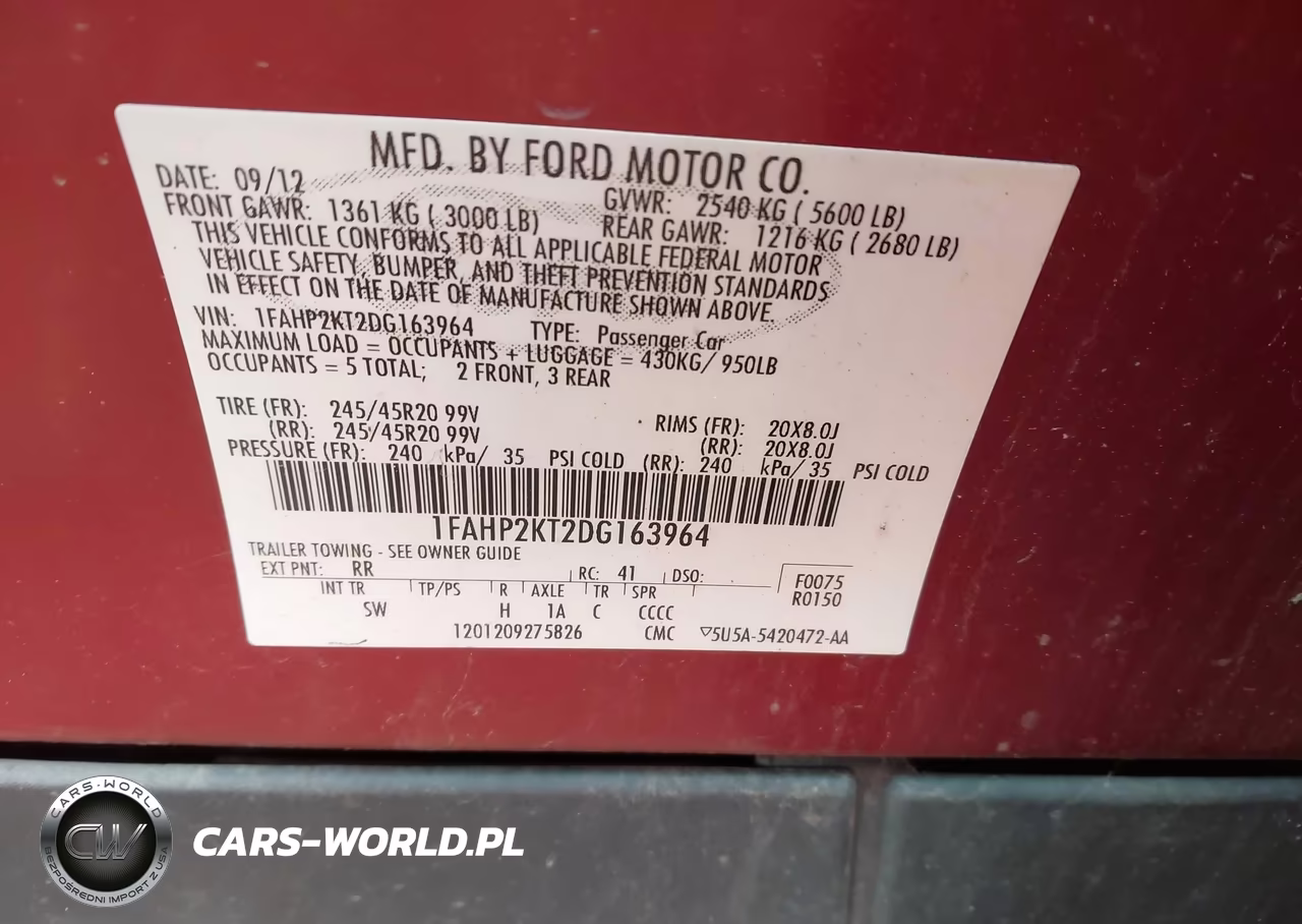 2013 Ford Taurus Sho VIN:1FAHP2KT2DG163964 - 9