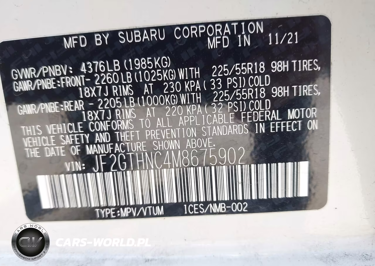 2021 Subaru Crosstrek Limited VIN:JF2GTHNC4M8675902 - 9