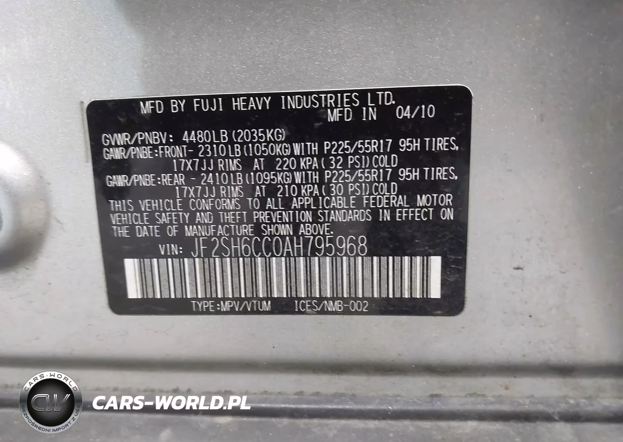 2010 Subaru Forester 2.5X Premium VIN:JF2SH6CC0AH795968 - 9