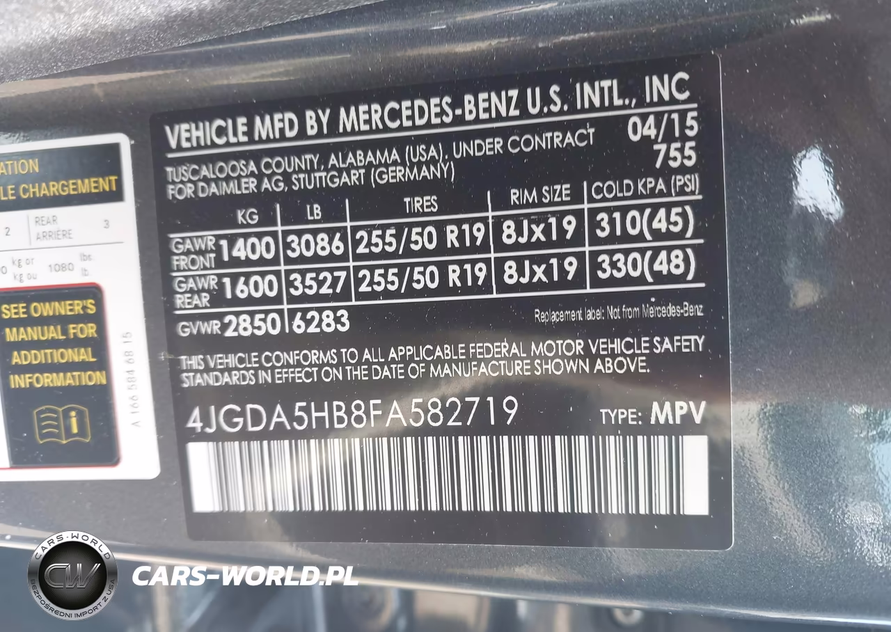 2015 Mercedes-Benz Ml 350 4Matic VIN:4JGDA5HB8FA582719 - 9