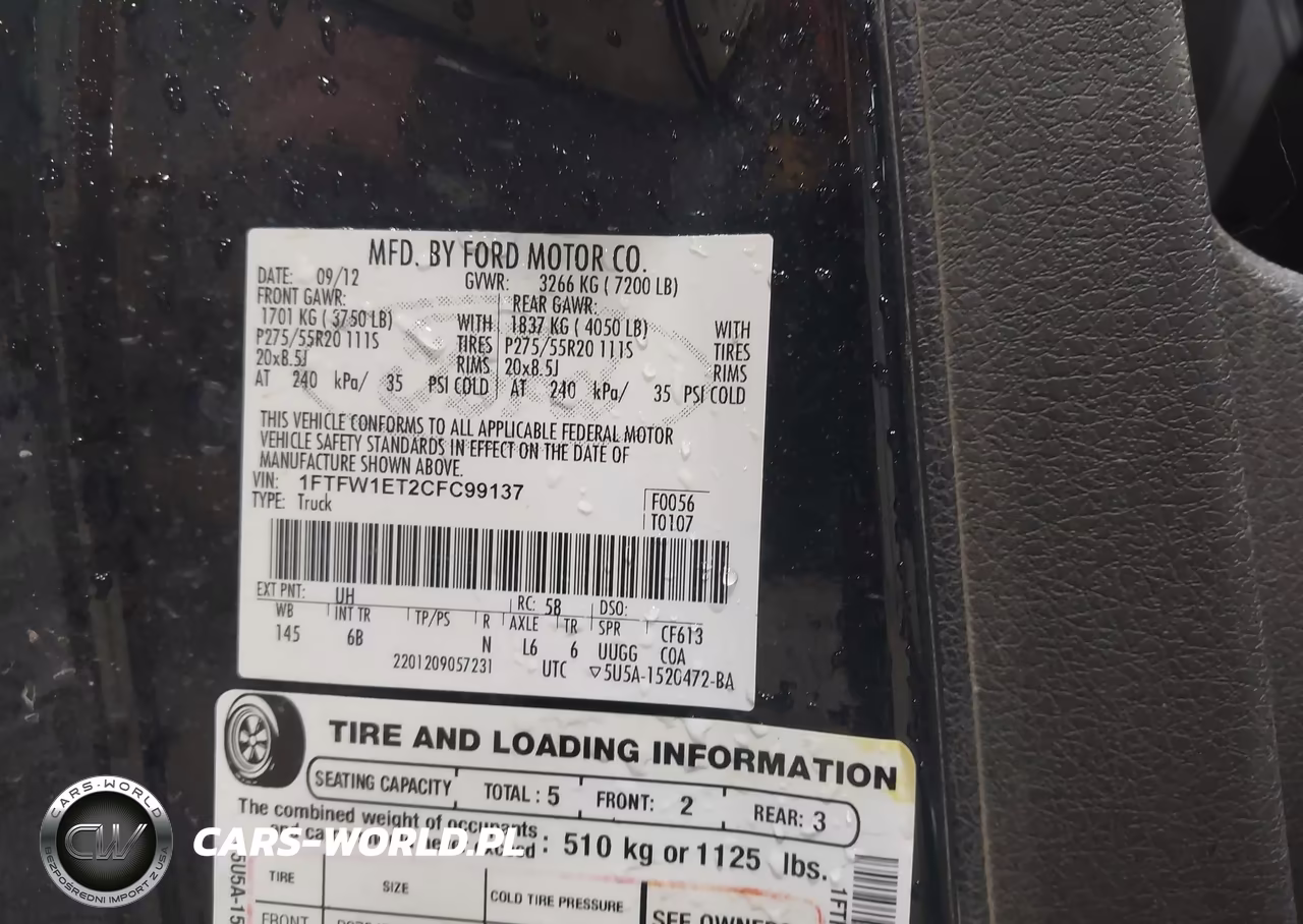 2012 Ford F-150 Fx4 VIN:1FTFW1ET2CFC99137 - 9