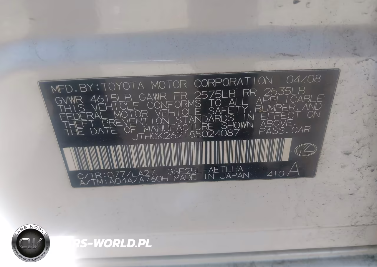 2008 Lexus Is 250 VIN:JTHCK262185024087 - 9