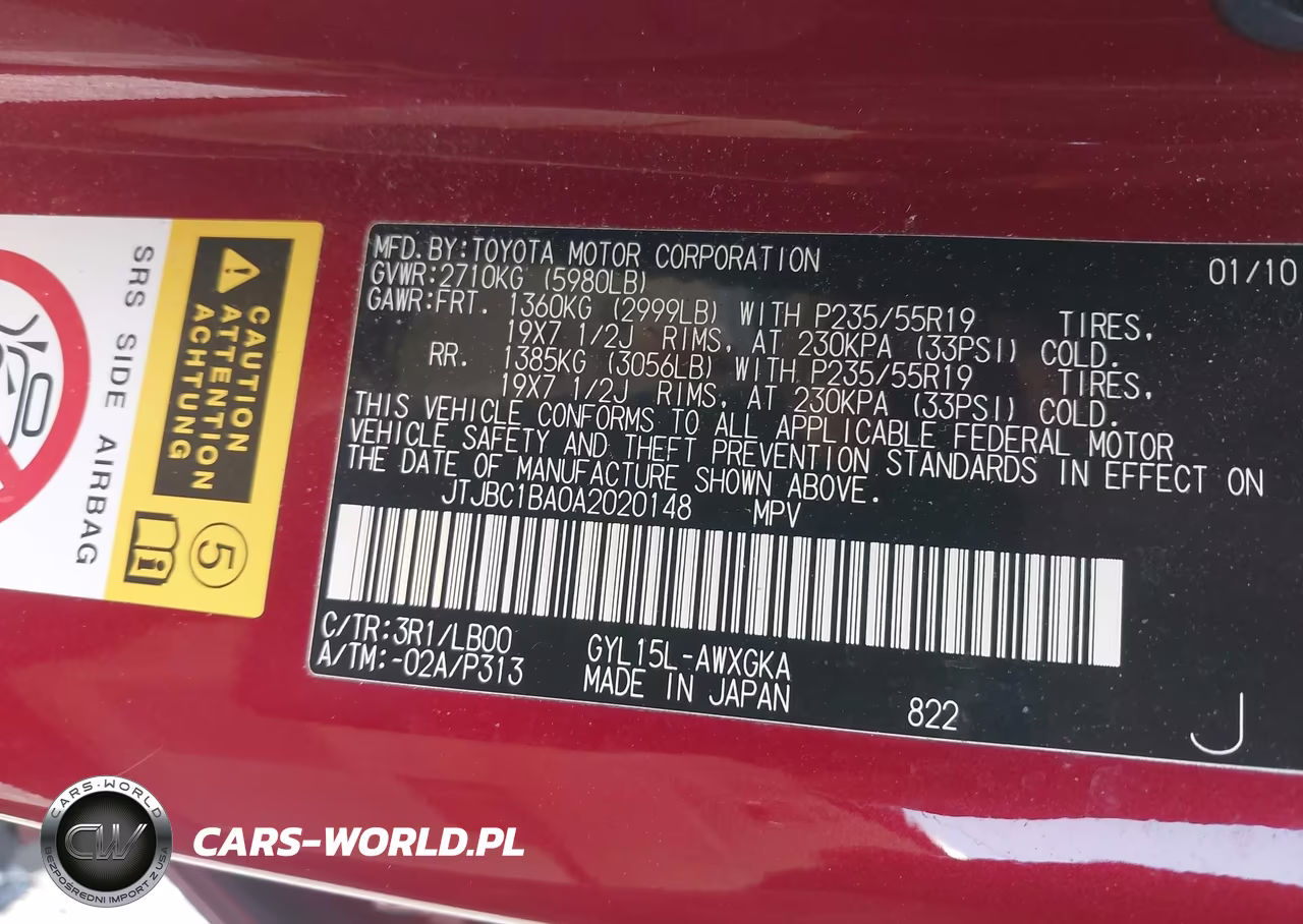 2010 Lexus Rx 450H VIN:JTJBC1BA0A2020148 - 9