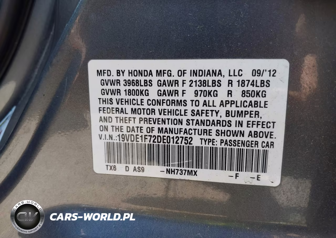 2013 Acura Ilx 2.0L VIN:19VDE1F72DE012752 - 9