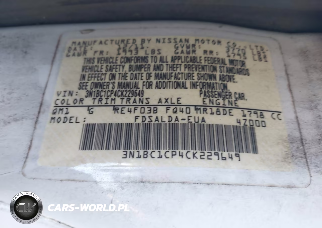 2012 Nissan Versa 1.8 S VIN:3N1BC1CP4CK229649 - 9