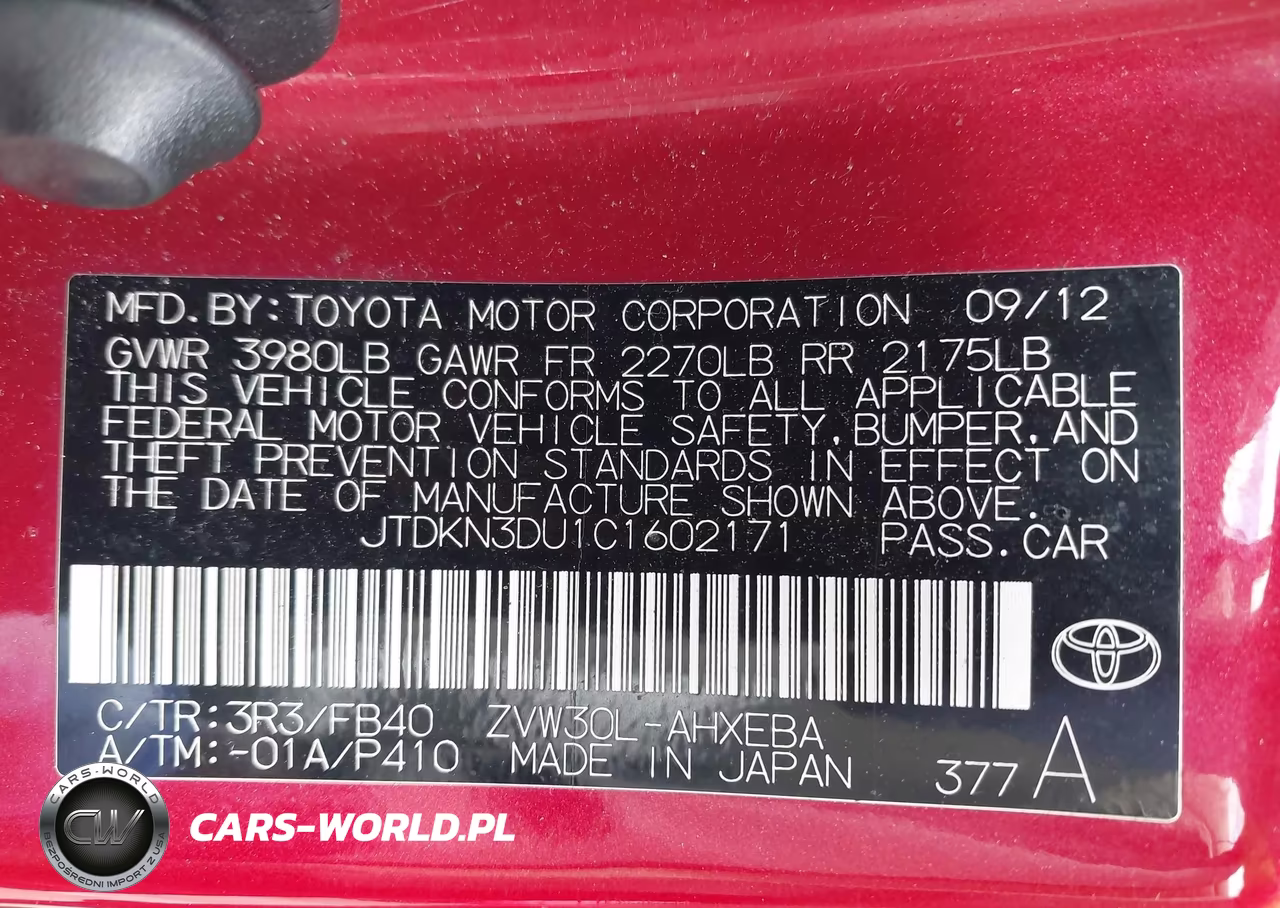 2012 Toyota Prius Two VIN:JTDKN3DU1C1602171 - 9