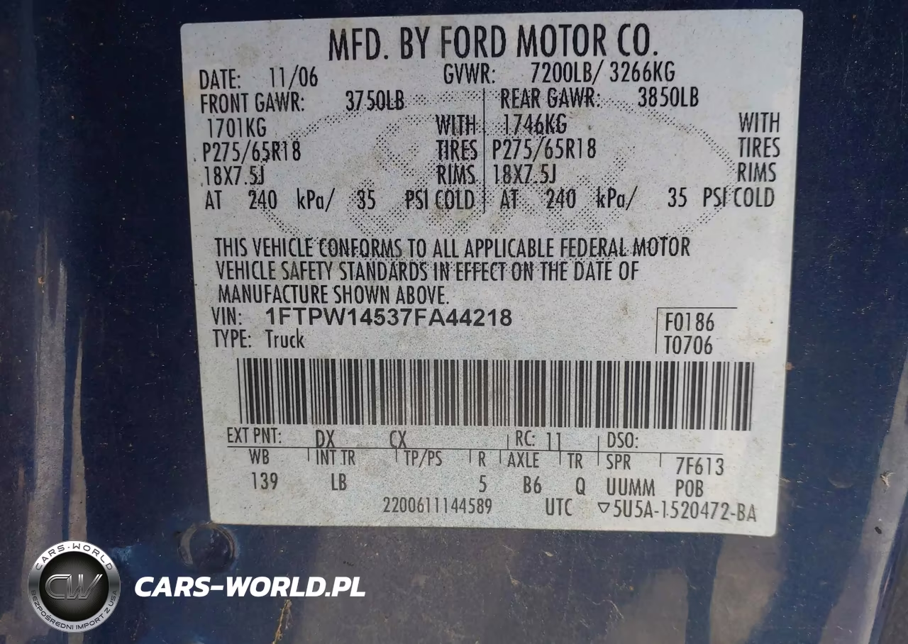 2007 Ford F-150 Fx4-Lariat-Xlt VIN:1FTPW14537FA44218 - 9