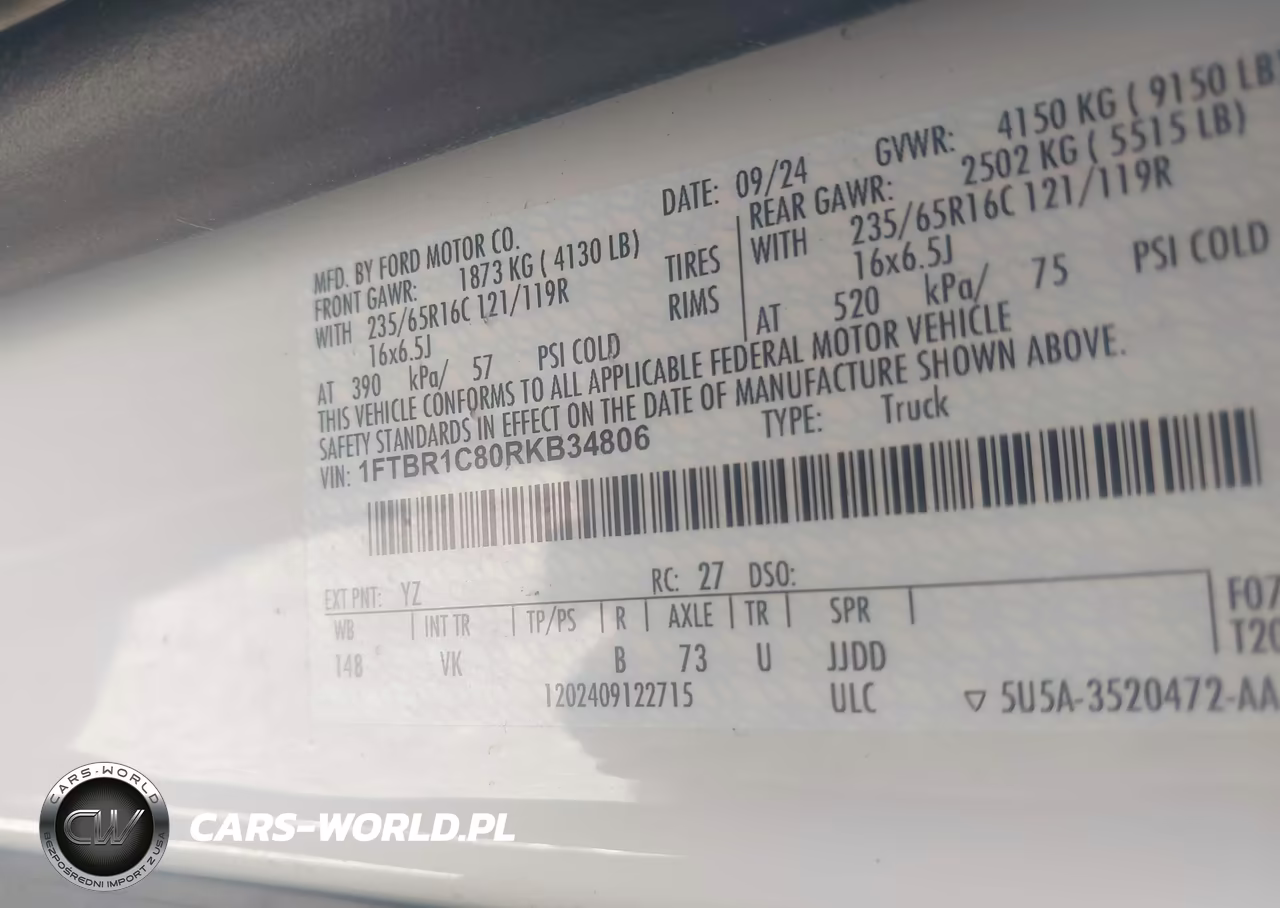 2024 Ford Transit-250 VIN:1FTBR1C80RKB34806 - 9
